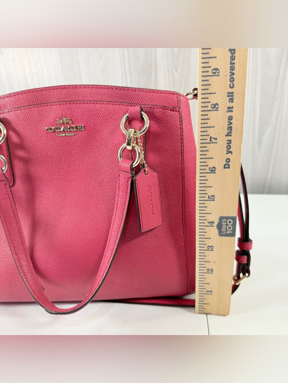 Coach Minetta Crossbody Shoulder Bag Dark Pink Purse Cross Grain Leather - Picture 7 of 9